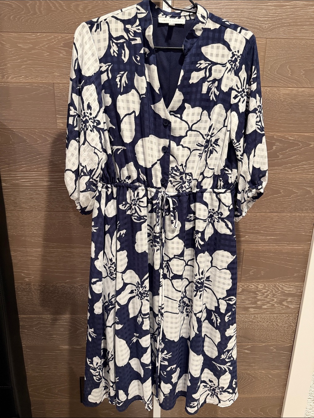Floral Midi Dress with Drawstring Waist